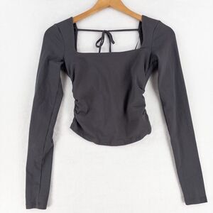 Garage Shirt Womens XS Gray Long Sleeve Open Tie Back